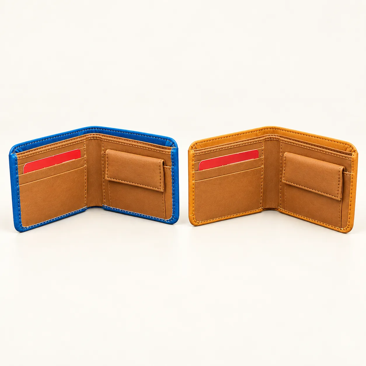 Dual-Tone Designer Leather Bi-Fold Wallet - view 4